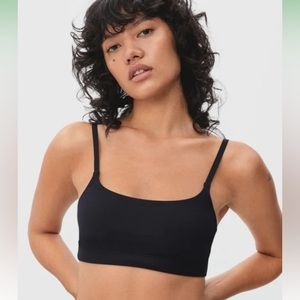 Everlane Invisible Square Neck Bralette Bra Black S NWT Adjustable Straps